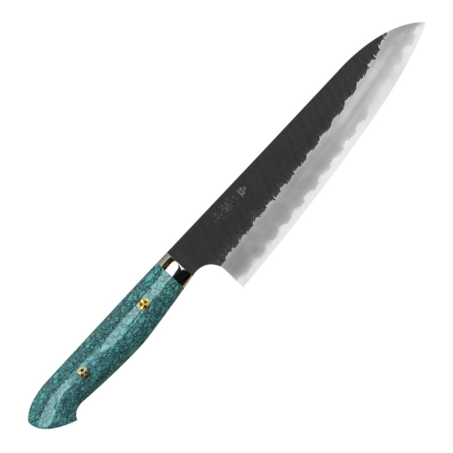 Nigara Hamono SG2 Kurouchi Green Turquoise Nóż Szefa kuchnia 21 cm