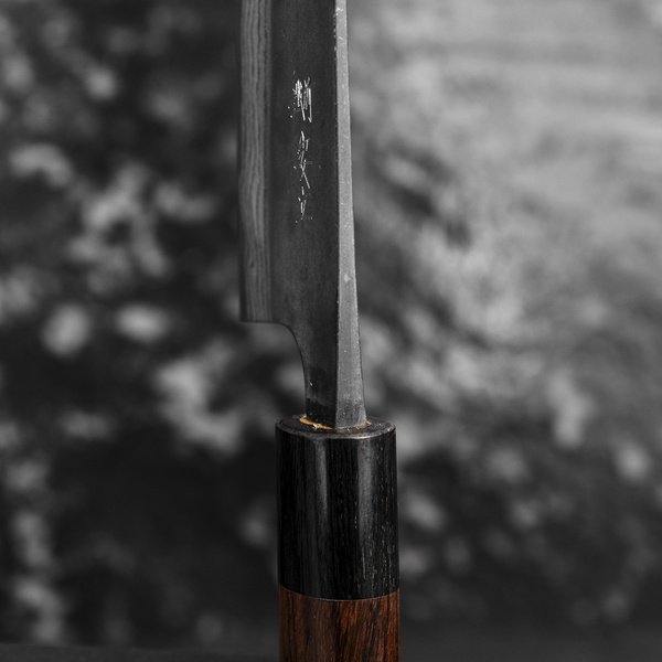 Anryu Hamono Shirogami#2 Kurouchi Damascus Nóż Santoku 17 cm