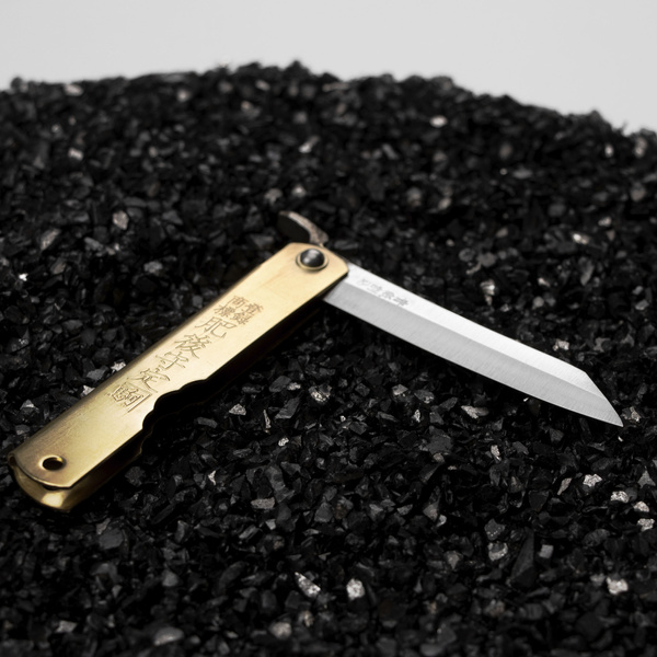 Nóż kieszonkowy Higonokami Kanekoma Aogami#2 Mosiądz 7,5 cm
