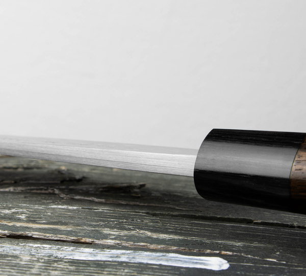 Hideo Kitaoka Shirogami#2 Satin Damascus Nóż Miroshi Deba 21 cm