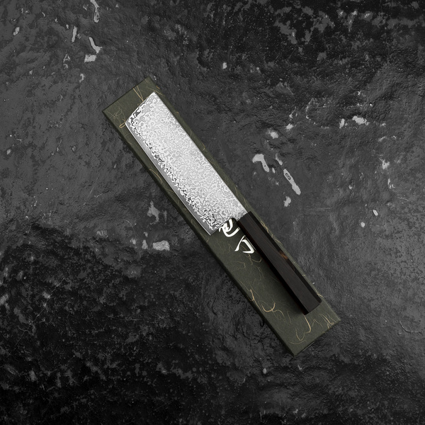 Hatsukokoro Hikari Kurozame SLD Damascus Nóż Nakiri 16 cm