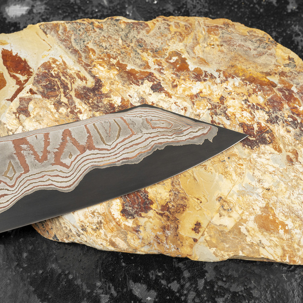 Hatsukokoro Irodori Aogami#2 Rainbow Damascus Kurozome Nóż Kiritsuke Gyuto 20 cm