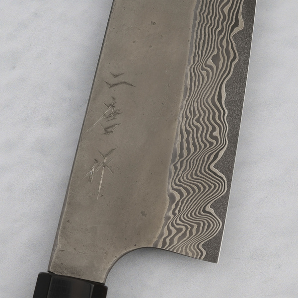 Nigara Hamono Silver#3 Etching Damascus Nóż Santoku 18 cm