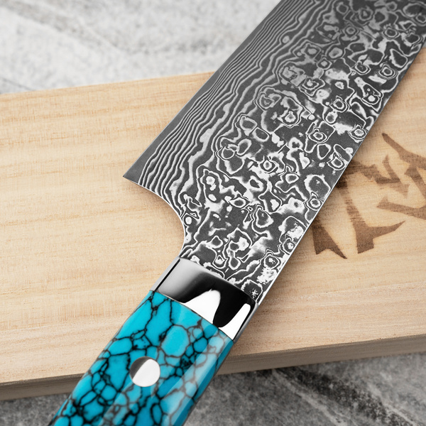 Takeshi Saji BTQ R-2 Damascus Nóż Santoku 18 cm