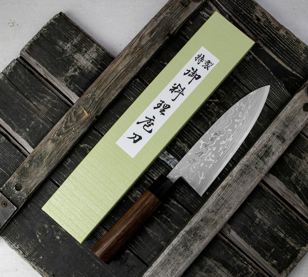 Hideo Kitaoka Nóż Shirogami Satin Deba 18 cm