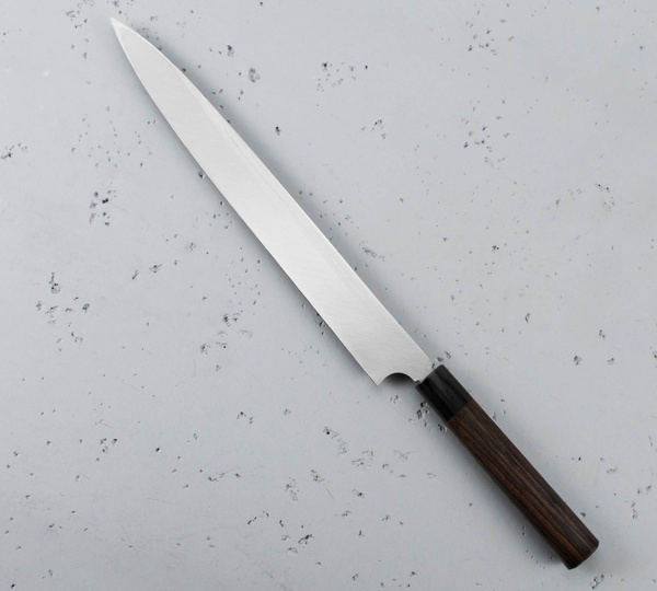 Hideo Kitaoka Shirogami#2 Satin Damascus Nóż Yanagiba 30 cm