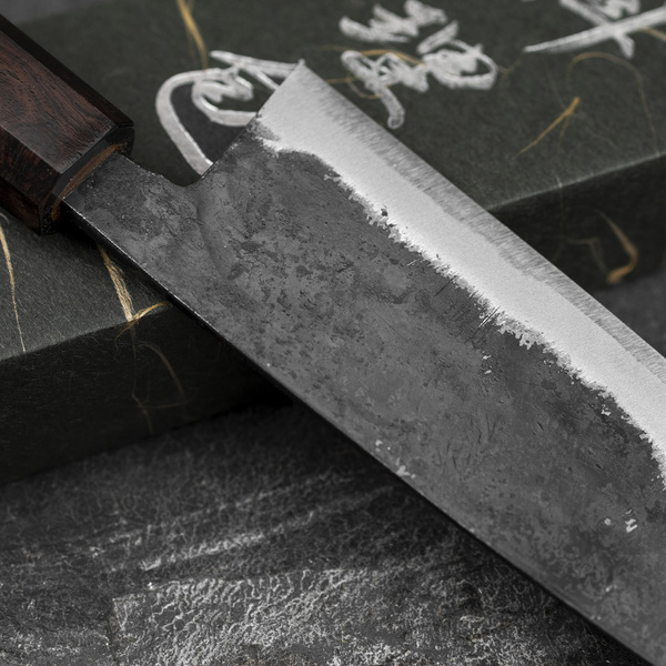 Hatsukokoro Sumi Aogami#2/Iron Kurouchi Nóż Santoku 16,5 cm
