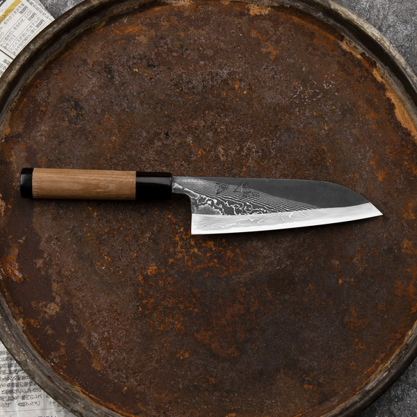 Tsukasa Hinoura Black River Jump Shirogami#2 Nóż Santoku 16,5 cm
