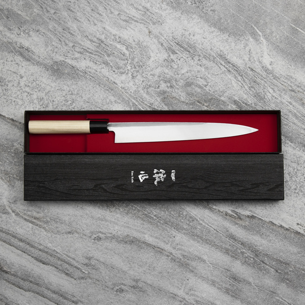 Ittetsu Forge Black Shirogami#2 Nóż Yanagiba 27 cm Leworęczny