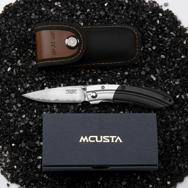 Nóż składany Mcusta Shinra Mixture SPG2 Black Pakka 7,2 cm