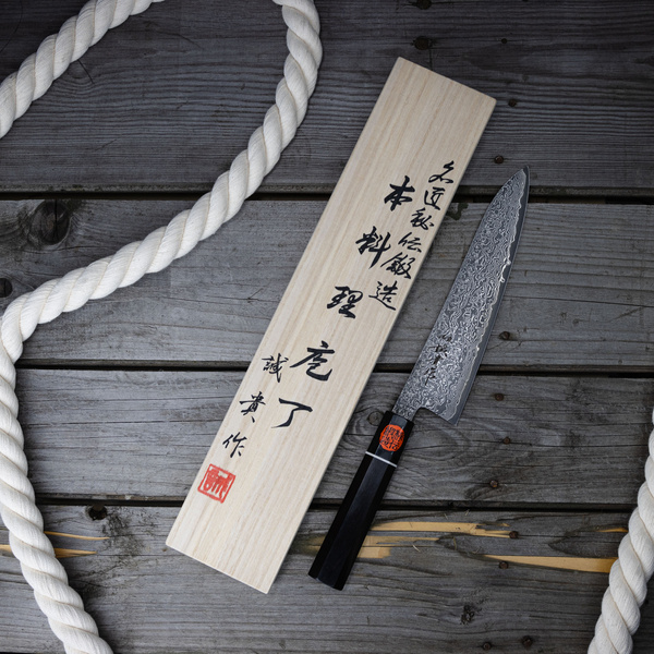 Shigeki Tanaka SG2 Heban + Róg bawoli Nóż szefa 21 cm
