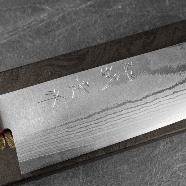Shigeki Tanaka VG-10 Damascus Pink Nóż Nakiri 16,5 cm