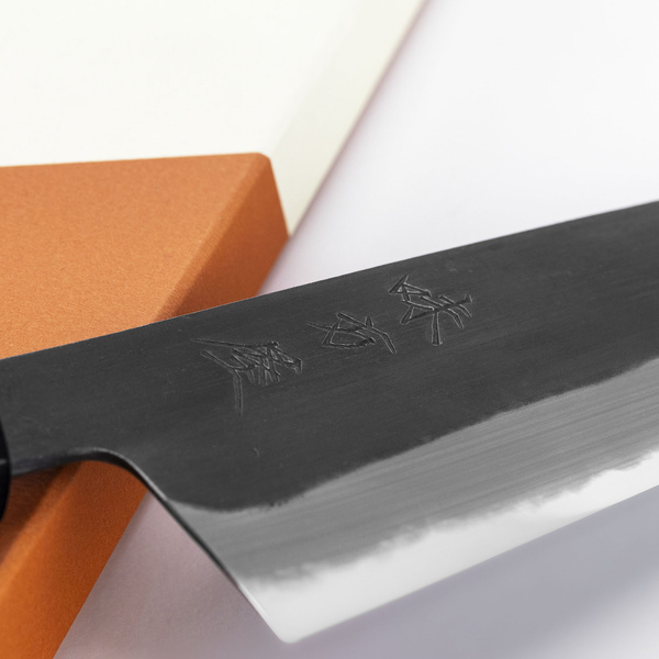 Mutsumi Hinoura Shirogami#2/Iron Black Nóż Santoku 18 cm