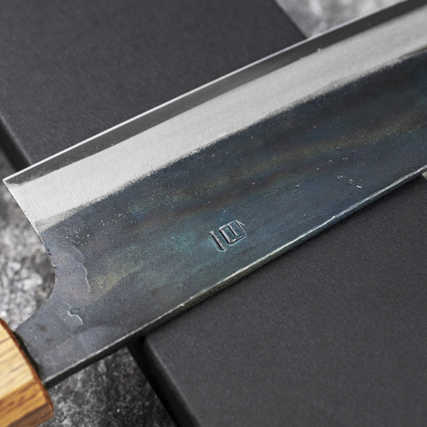 Tsukasa Tokaji Shirogami#1/Iron Kurouchi Nóż Bunka 18 cm
