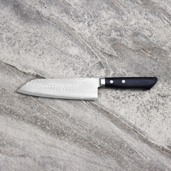 Kunio Masutani VG-10 Hammered Blue Damascus Nóż Santoku 17 cm