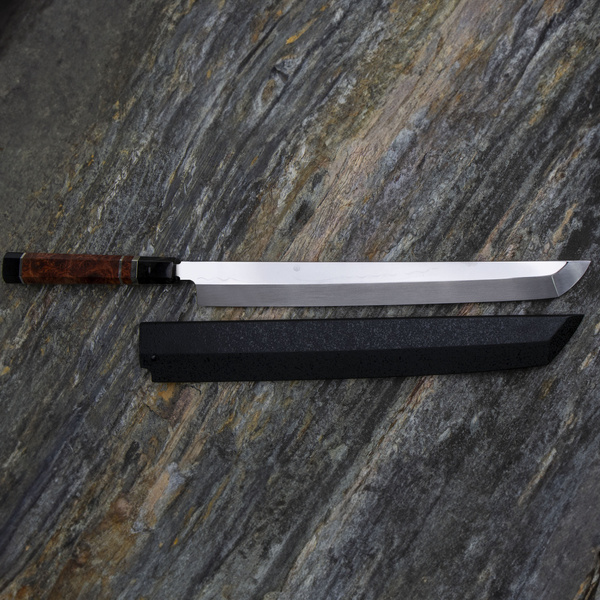 Sakai Takayuki Gallery Shirogami#2 Honyaki Black Horn Nóż Sakimaru 30 cm