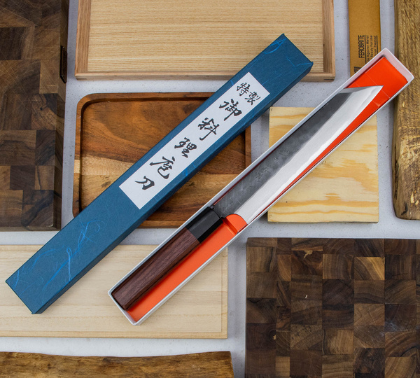 Hideo Kitaoka Shirogami Black Oktagon Nóż Kiritsuke 21 cm