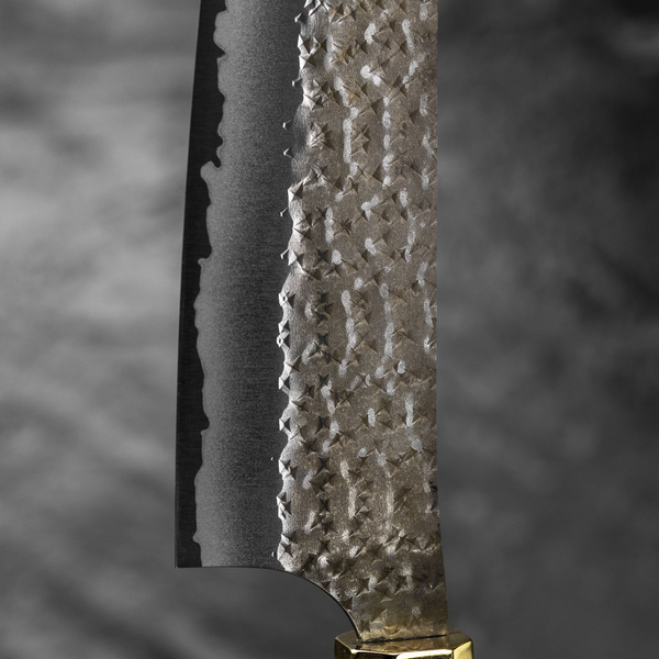 Yu Kurosaki Kokusen Brass Aogami Super/SS Nóż Santoku 17 cm