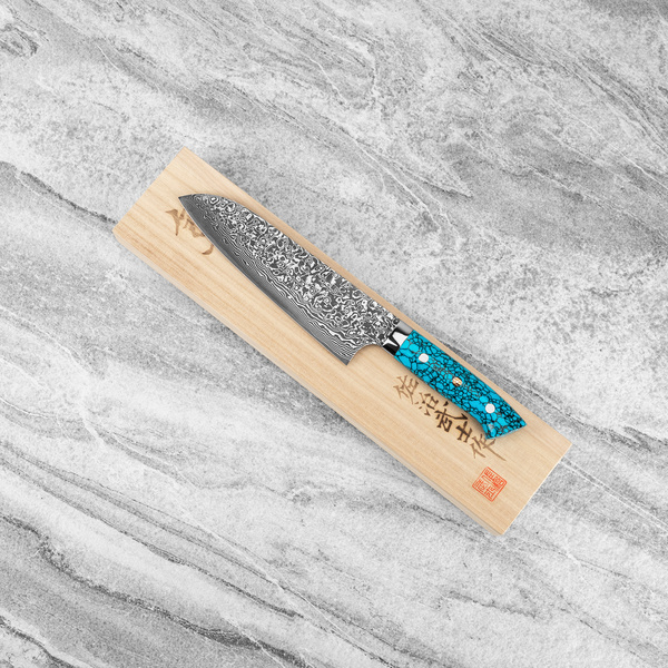 Takeshi Saji BTQ R-2 Damascus Nóż Santoku 18 cm