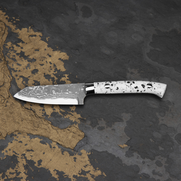 Ryo Nomura Shirogami#2 Damascus DropPoint White