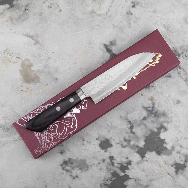 Kunio Masutani VG-10 Damascus Hammered Nóż Santoku 13 cm