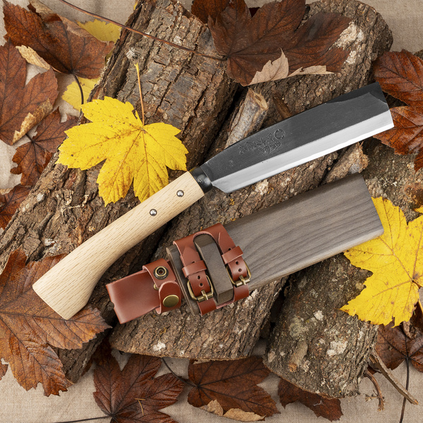 Mutsumi Hinoura Hatchet Nóż Outdoor SK-5 18 cm + Drewniana Pochwa