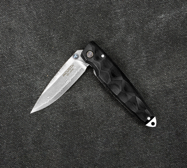 Nóż składany Mcusta Shinra Emotion 2 BK Pakka Damascus VG-10 6,5 cm