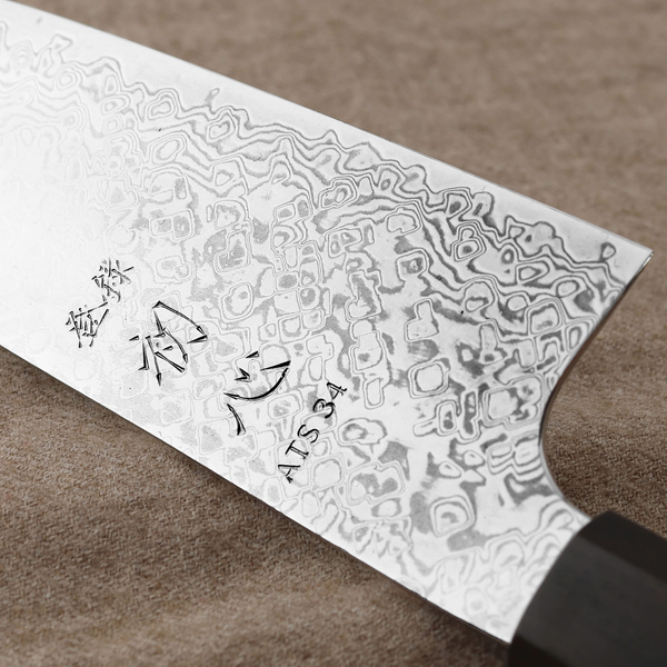 Hatsukokoro Hayabusa Ginga ATS-34 Damascus Nóż Santoku 18 cm