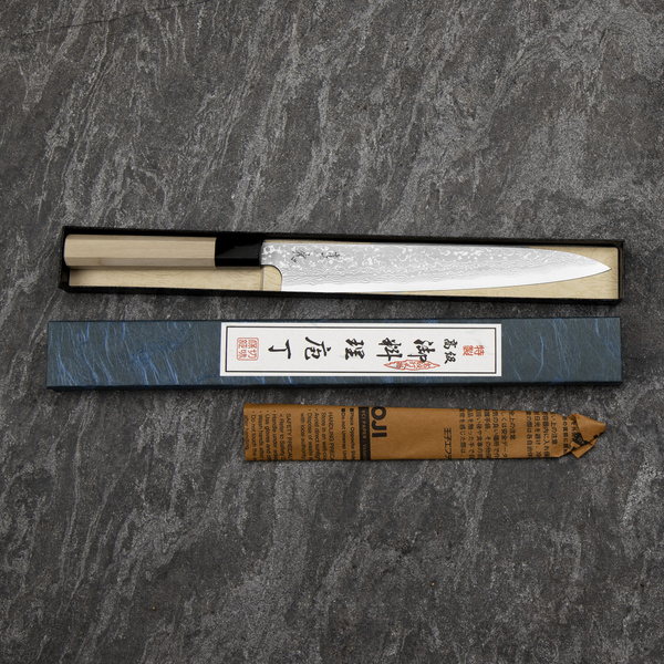 Yauji Aogami#2 Damascus Nóż Yanagiba 24 cm