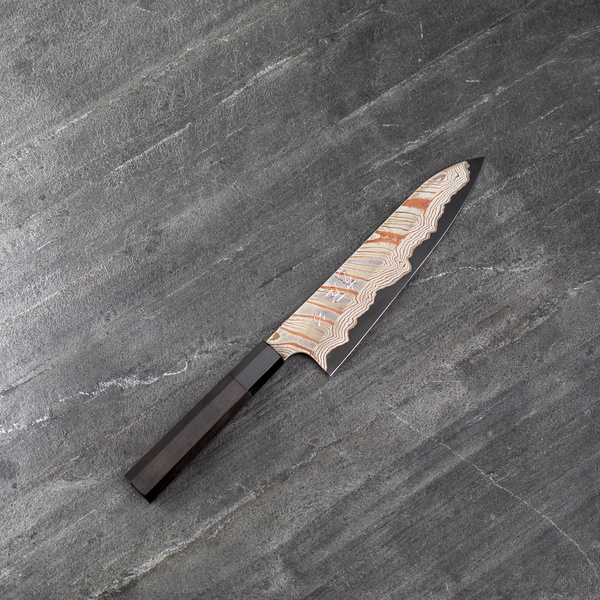 Hatsukokoro Irodori Aogami#2 Rainbow Damascus Kurozome Nóż Szefa kuchni 20 cm