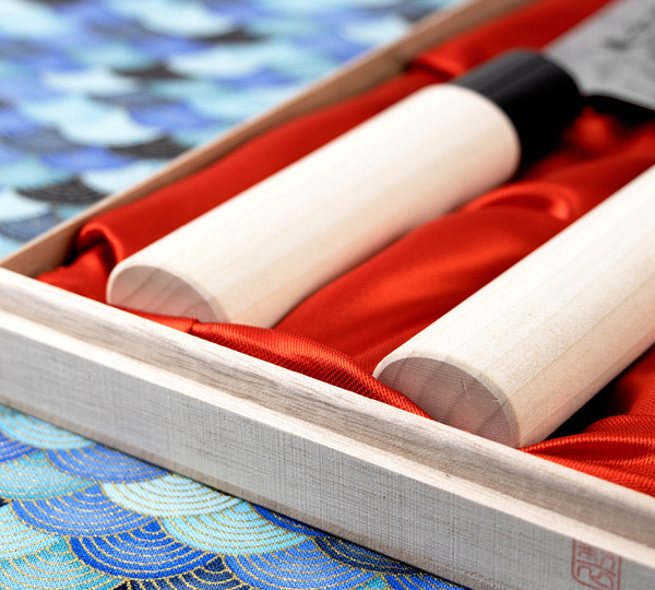 Satake Nashiji Natural Zestaw w Drewnianym Pudełku Nóż Santoku + Nakiri