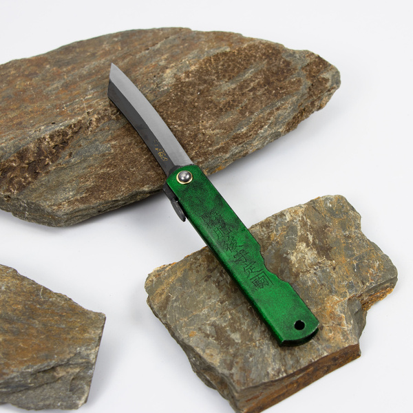 Nóż kieszonkowy Higonokami Kanekoma Zielony Metalik Aogami#2 8 cm