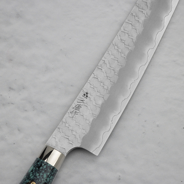 Nigara Hamono SG2 Limited Green Turquoise Nóż Kiritsuke 15 cm