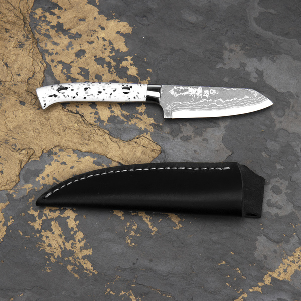 Ryo Nomura Shirogami#2 Damascus DropPoint White