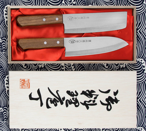 Satake Tomoko Zestaw w Drewnianym Pudełku Nóż Santoku + Nakiri