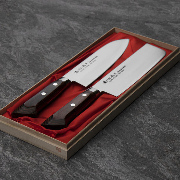 Satake Unique Shirogami#2 Zestaw Nóż Santoku + Nakiri