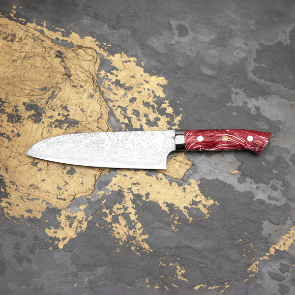 Takeshi Saji Red Turquoise  R2 Nóż Santoku 18 cm