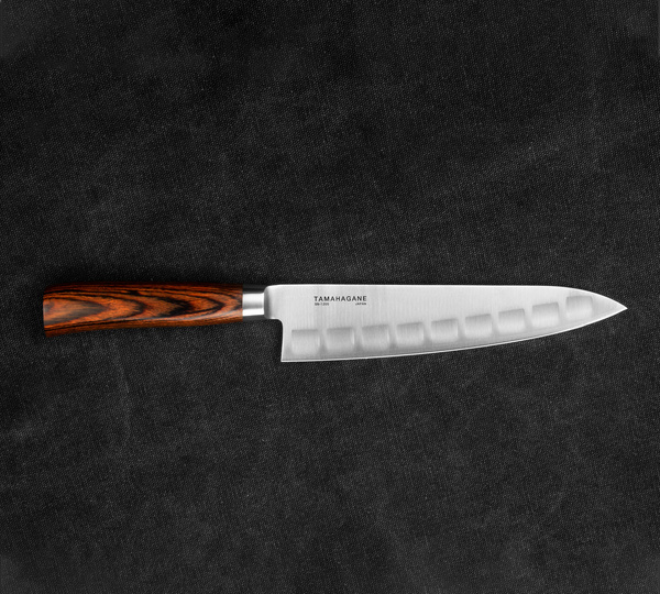 Tamahagane San Brown VG-5 Nóż Szefa kuchni żłobiony 21 cm