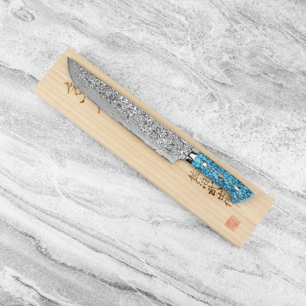 Takeshi Saji BTQ Black R-2 Damascus Nóż Sakimaru 25 cm