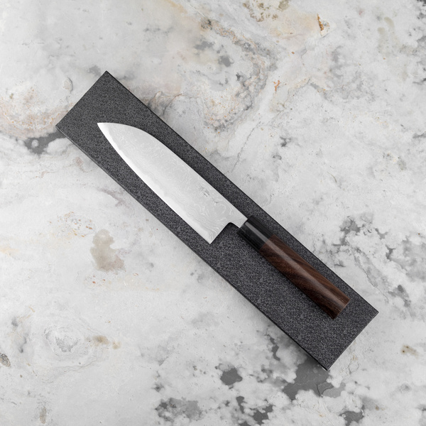 Kajiwara Tsutomu Aogami#2/Iron Damascus Nóż Santoku 16,5 cm