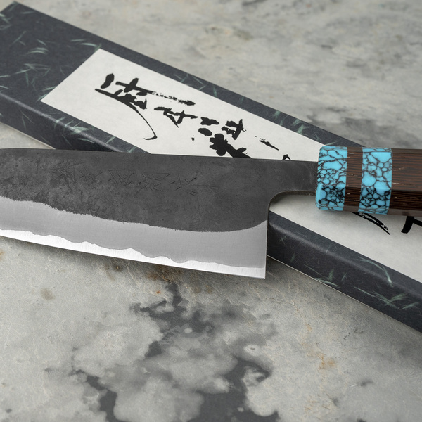 Shiro Kamo Aogami Super/SS TQ Nóż Santoku 16,5 cm