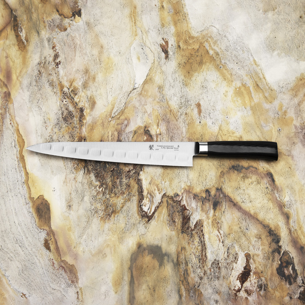 Tamahagane San Black VG-5 Nóż Sujihiki żłobiony 27 cm