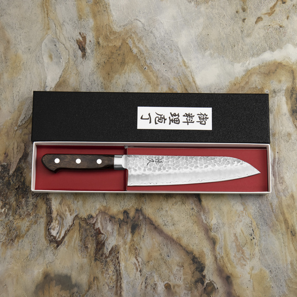 Hokiyama Murakumo AUS-8 Brown Nóż Santoku 18 cm