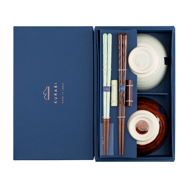 Zestaw Japońskich Pałeczki do sushi z miseczkami Kawai - Yusai