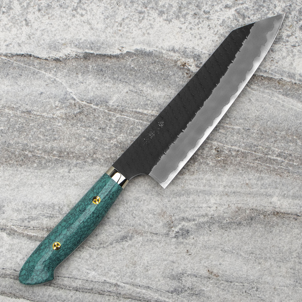Nigara Hamono SG2 Kurouchi Green Turquoise Nóż Kiritsuke Gyuto 21 cm