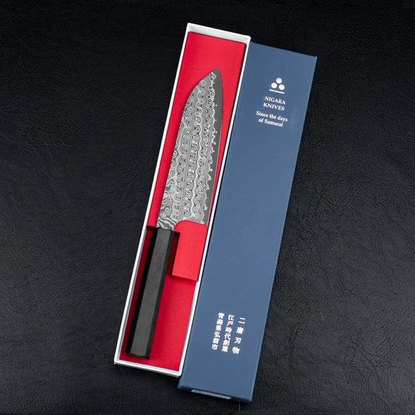 Nigara Hamono Anmon SG2 Damascus Nóż Santoku 17 cm