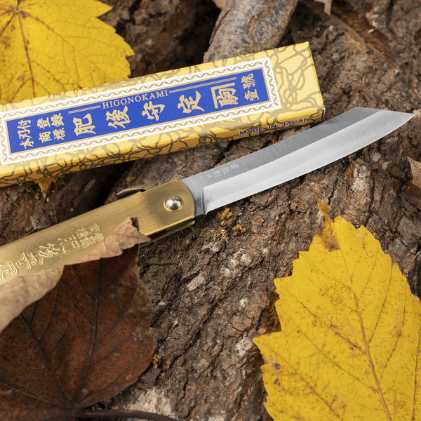 Nóż kieszonkowy Higonokami Kanekoma Aogami#2/Iron Mosiądź 9,5 cm