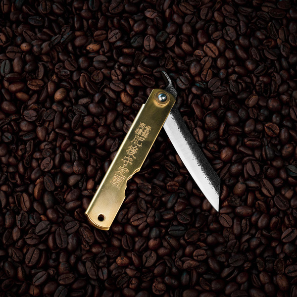 Nóż kieszonkowy Higonokami Kanekoma Hammered Mosiądz Aogami#2 8 cm