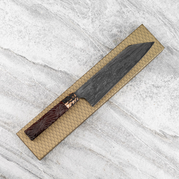 Naoki Mazaki Hon-Sanmai Aogami Super/Iron Wootz Damascus Nóż Kiritsuke Gyuto 21 cm