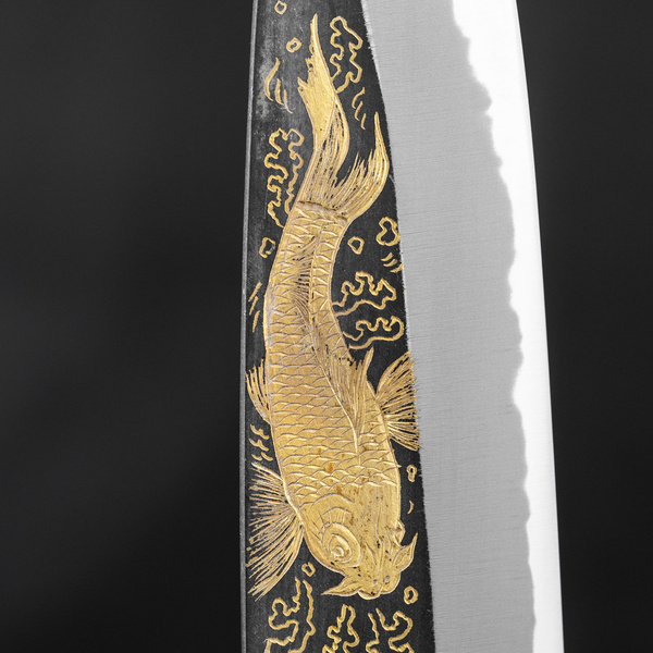 Sakai Takayuki Shirogami#2 Gold Carp Nóż Santoku 17 cm